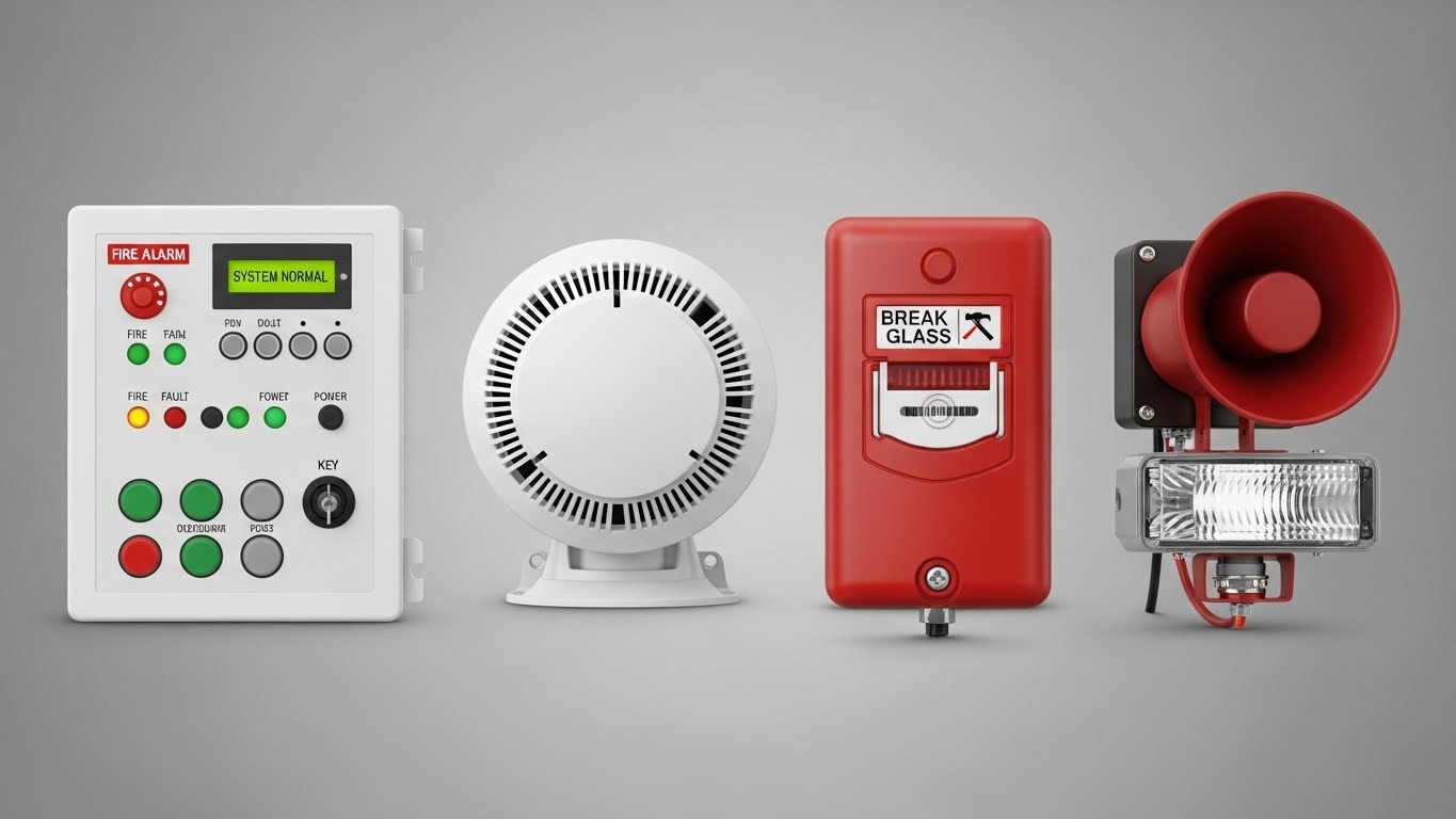 componentes de um sistema de alarme de incêndio conforme NBR 17240